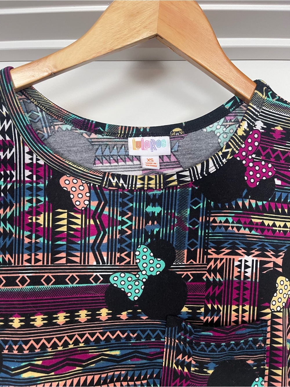 LuLaRoe Disney Minnie Mouse 'Carly' Dress with Aztec Print Women's XS - Picture 4 of 10